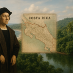 Innagine: Cristoforo Colombo, Cartina del Costa Rica, jungla espaggia tropicale. Scorire il Costa Rica