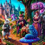 Il Cappellaio, Regina, Coniglio, Bruco e lo Stregatto sono tutti insieme alla ricerca della felicità in un mondo di magia.