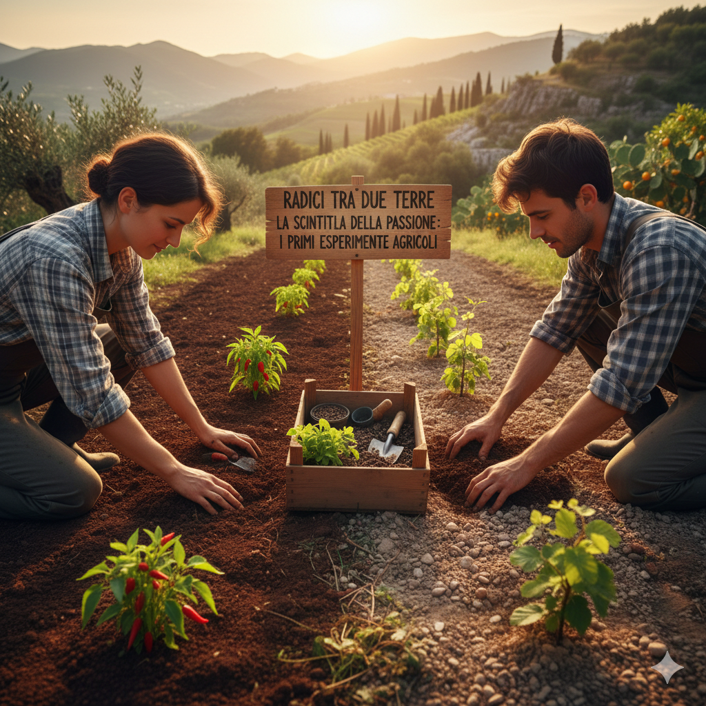 Radici tra Due Terre. Rappresenta Radici tra Due Terre La Scintilla della Passione: I Primi Esperimenti Agricoli.