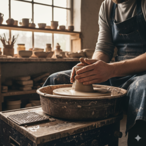Creatività Storia Passione Collaborazione
Lavorazione su tornio della creta