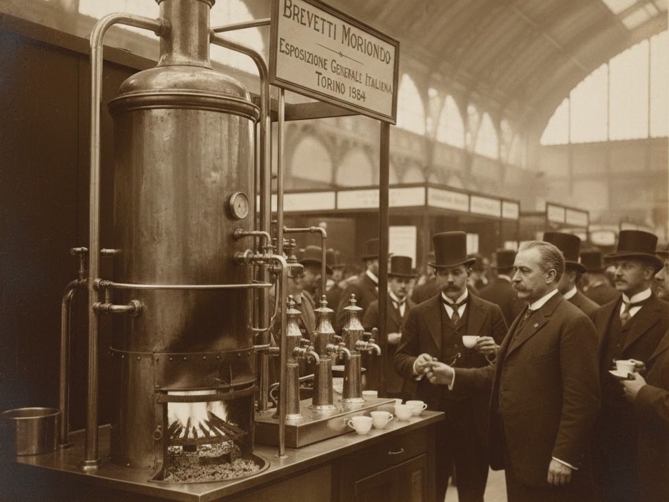 Com'è nato l'espresso italiano? Macchina a vapore di Moriondo con degustazione di caffè