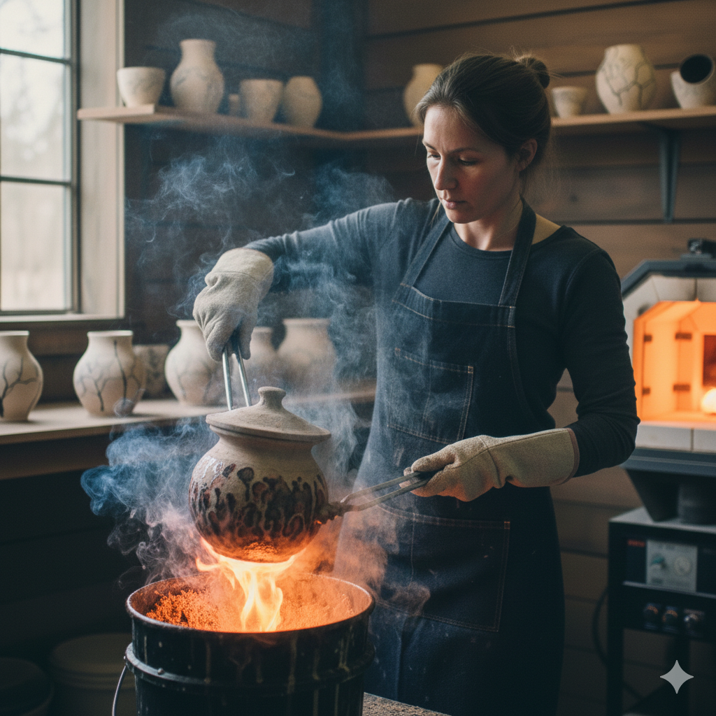 La ceramica Raku una tecnica affascinante. Rappresenta. Una teiera.