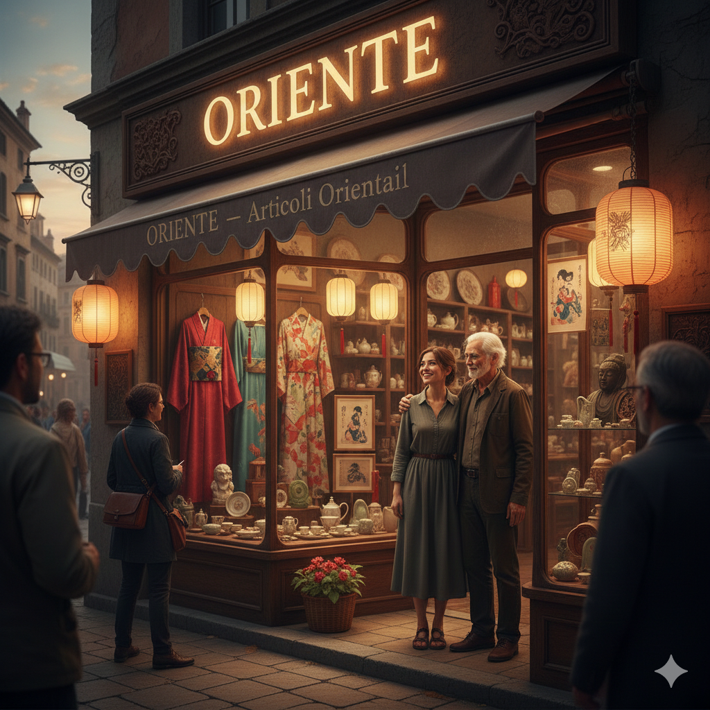 Esperienze di Vita e Realizzazione Personale. Rappresenta. L'Opportunità Inaspettata e la Realizzazione di un Sogno una attività commerciale con nome oriente con vendita di articoli orientali.