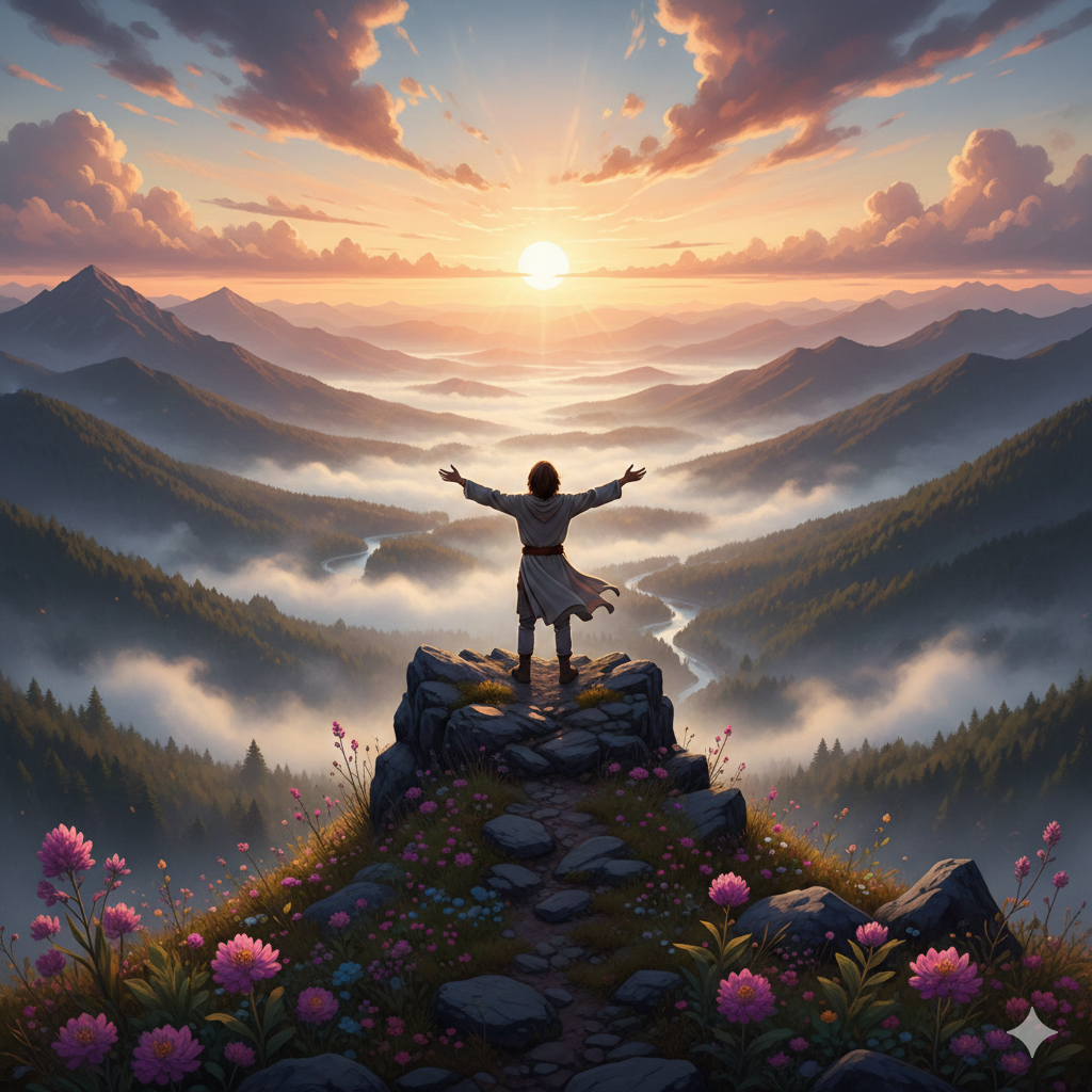 Superare la Sensazione di Inutilità. Rappresenta. Un uomo che cerca di superare la sensazione di inutilità e prende energia dal sole.