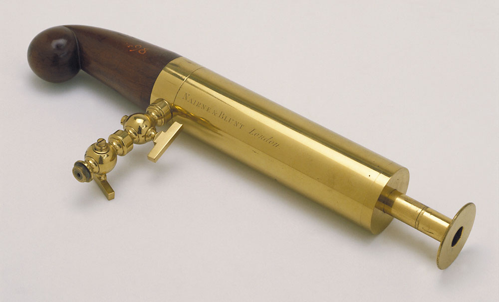 Alessandro Volta. Rappresenta. La Pistola Elettroflogo-Pneumatica o Pistola di Volta è un apparecchio creato da Alessandro Volta durante i suoi studi sulle "arie infiammabili" metano ed idrogeno scoperte dallo stesso Volta intorno al 1776