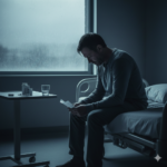 Depressione da una cura sbagliata. Rappresenta. Una persona Uomo con depressione.