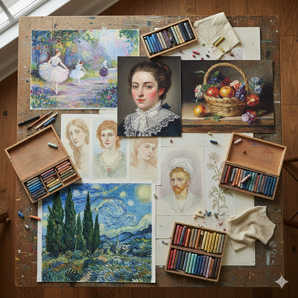 I Grandi Maestri del Pastello e le loro Tecniche. Rappresenta. I Grandi Maestri del Pastello e le loro varie tecniche diverse.