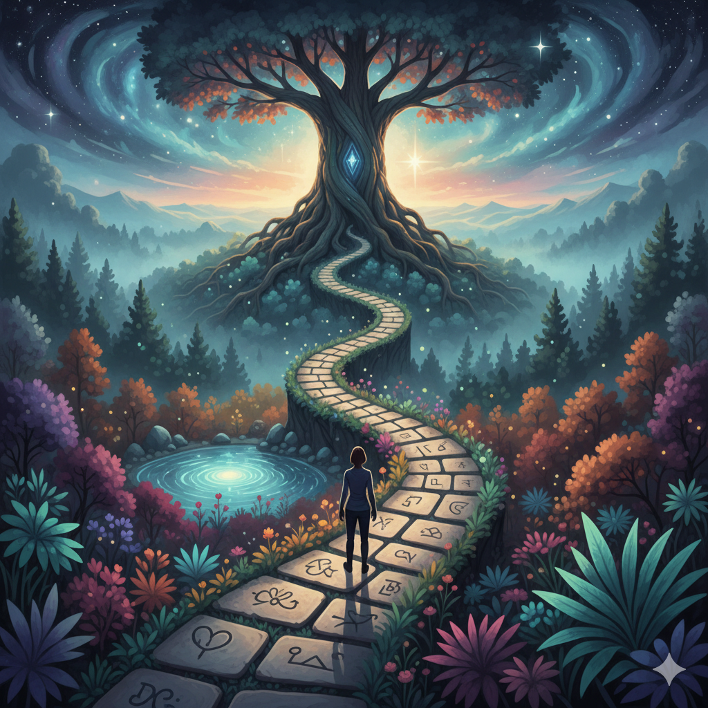 I Colori dell'Anima: Un Viaggio di Crescita e Riflessione. Rappresenta. Un uomo che sta percorrendo una via per arrivare alla crescita e riflessione dell'anima, per riconoscere i colori.