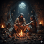 Origini Tatuaggi e Storia. Rappresenta due persone che si stanno tatuando a vicenda, in una caverna davanti ad un fuoco.