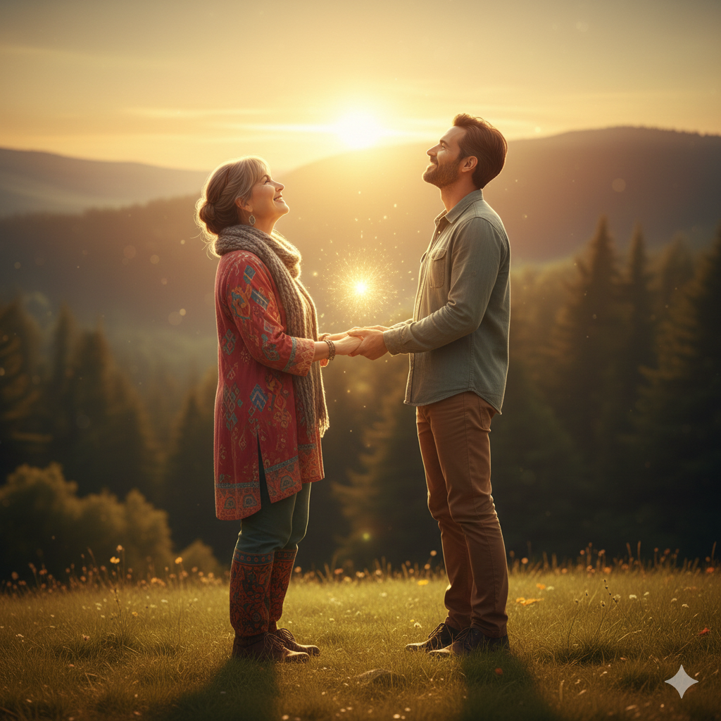 Chi Trova un Amico Trova un Tesoro. Rappresenta la scintilla di Luce che c'è tra due persone.