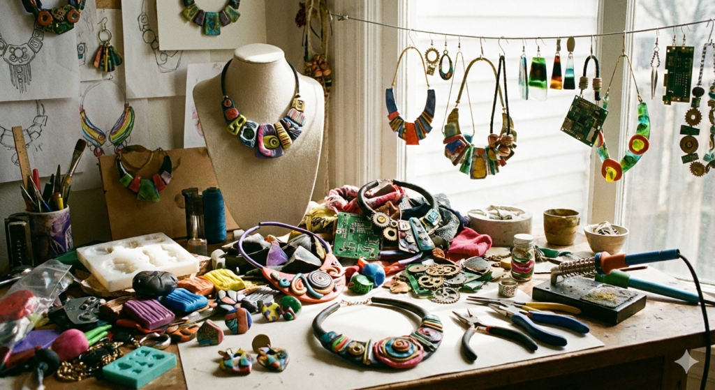 Gioielli e Bigiotteria Valore Artistico Culturale. Rappresenta. Concetto di bigiotteria come arte accessibile e terreno di sperimentazione creativa.