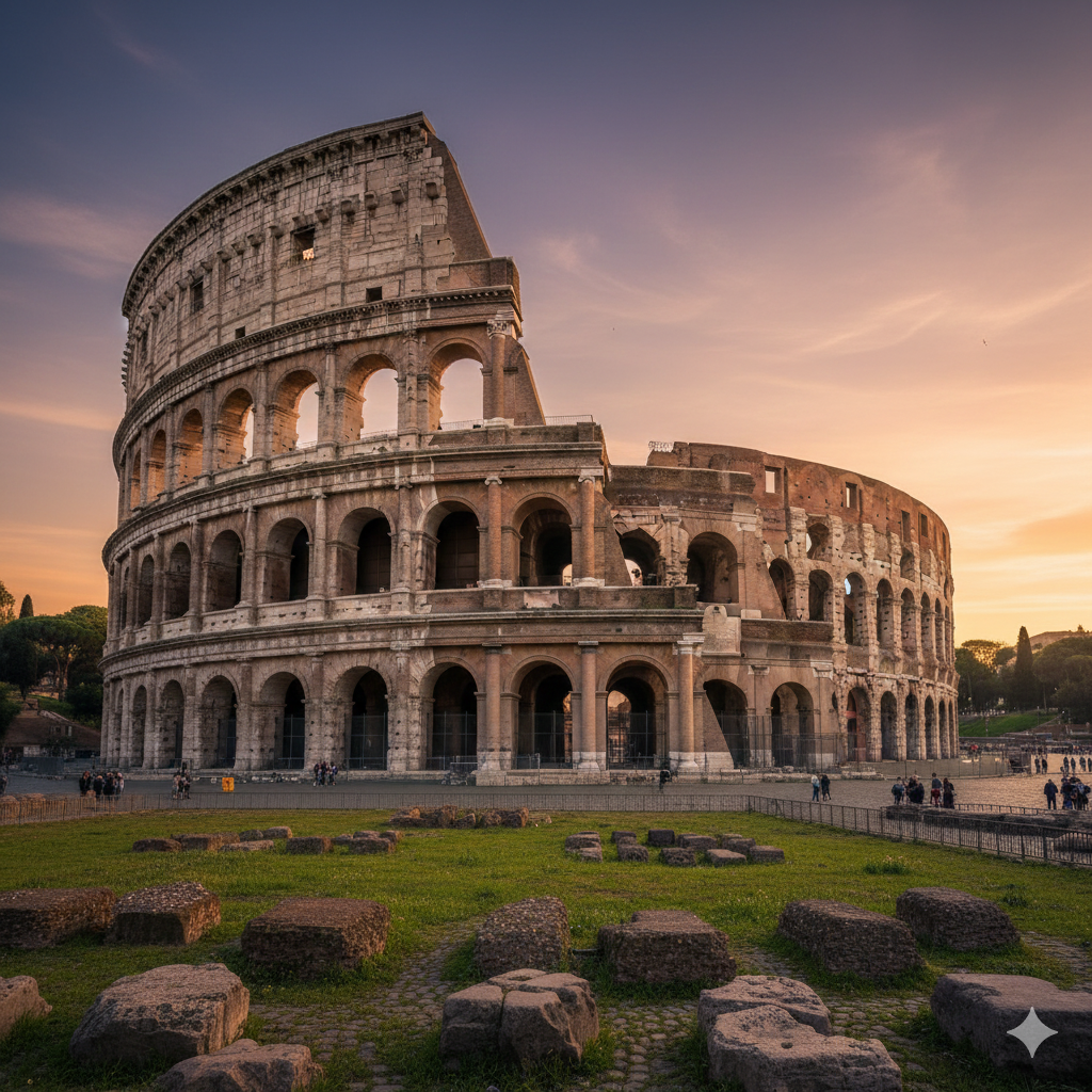Patrimonio Dell’Umanità UNESCO. Rappresenta il Colosseo.