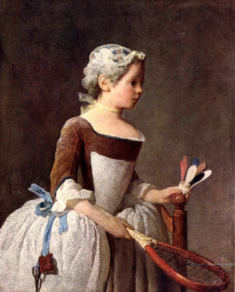 Jean-Baptiste-Siméon Chardin(1699-1779). La ragazza con il volano (1741) Olio si Tela
